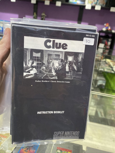 Clue (Super Nintendo SNES) Booklet / Manual Only