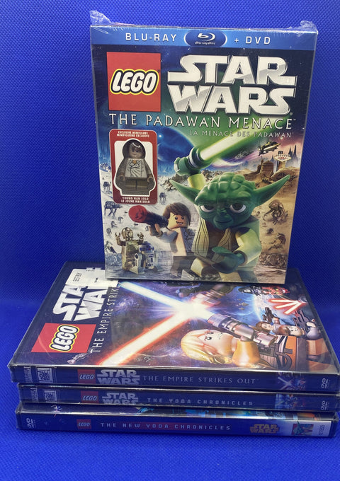 NEW! Lego Star Wars Dvd + Blu-Ray Lot - Padawan Menace, Yoda Chronicles + More