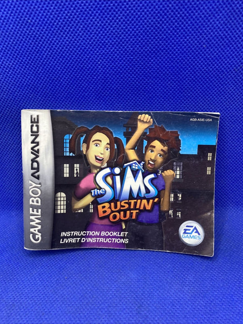 The Sims Bustin' Out Nintendo Game Boy Advance - GBA Manual Only!