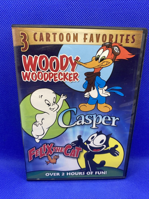 3 Cartoon Favorites (DVD, 2007) Woody Woodpecker, Casper, Felix the Cat