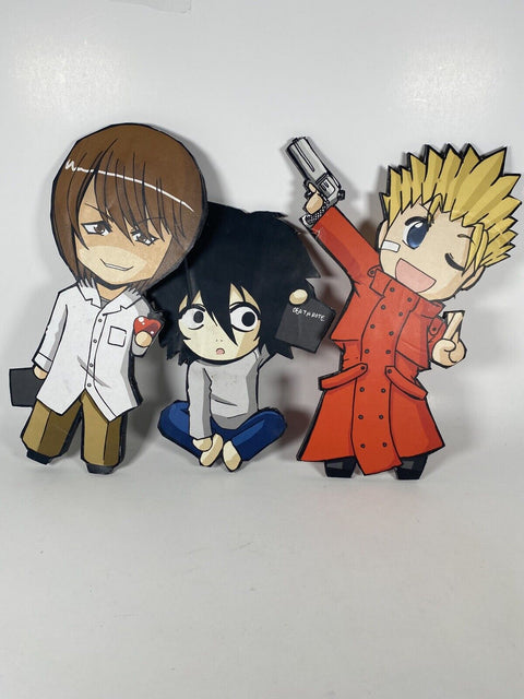 Death Note Foam / Cardboard 9” Figure Lot Of 3 - Cute Chibi - Light Yagami