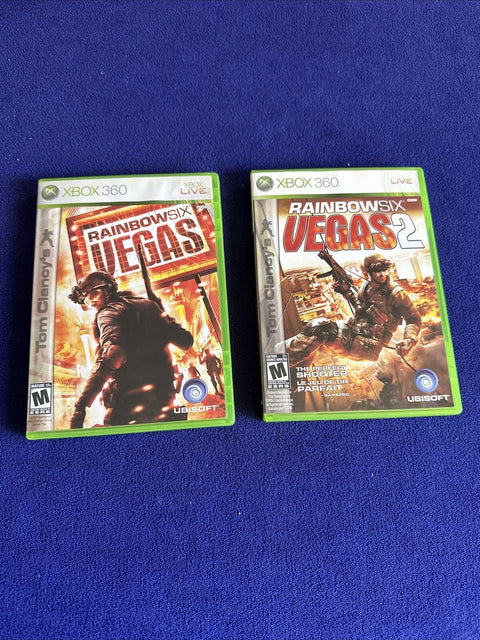 Tom Clancy's Rainbow Six: Vegas 1 + 2 Lot (Microsoft Xbox 360) Both Complete!