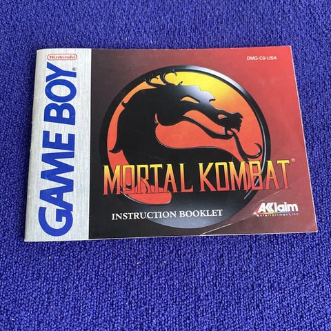 Mortal Kombat Nintendo Game Boy Instruction Manual Only