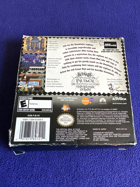 A Series of Unfortunate Events (Nintendo Game Boy Advance, GBA) Complete In Box