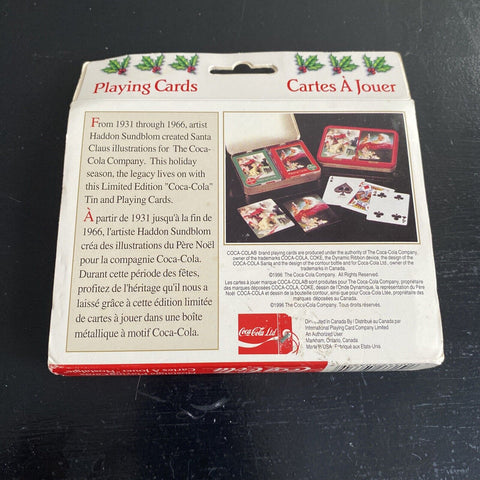 Coca-Cola Christmas Santa Nostalgia Playing Cards w Tin 1996 Limited Edition NEW