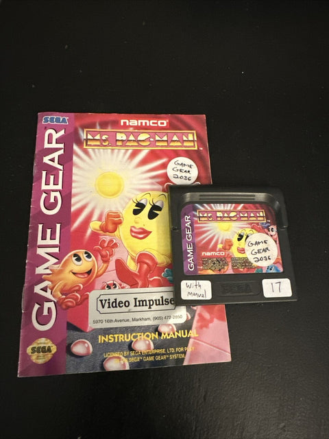 Ms. Pac-Man w/ Manual (Sega Game Gear) Authentic GG - Tested!