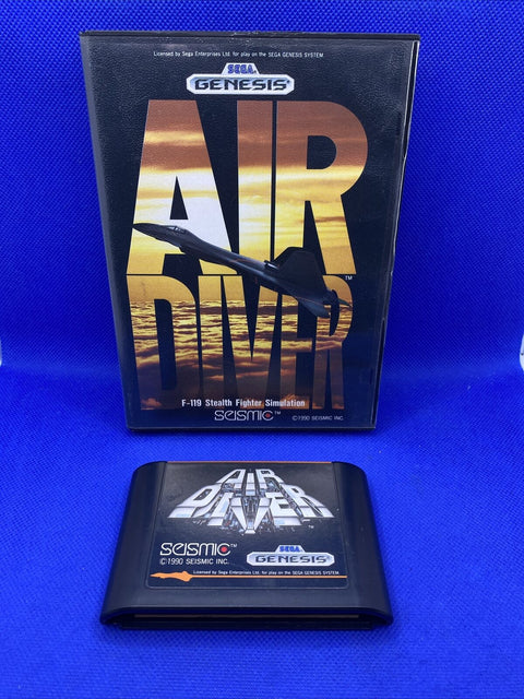 Air Diver (Sega Genesis, 1990) Case + Authentic Game Cartridge - Tested!