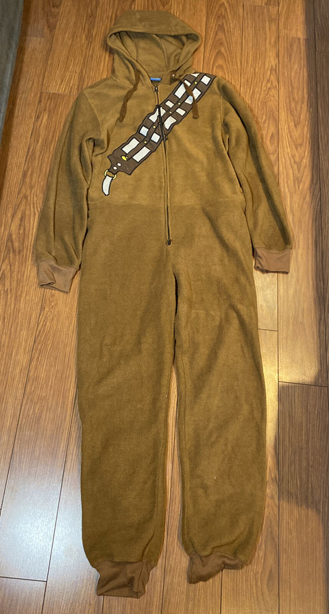 Official Star Wars Chewbacca Chewy Hooded One Piece Pajamas Adult Size Small