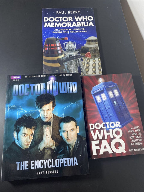 Doctor Who Assorted Paperback Book Lot Of 3 - FAQ, Encyclopedia, Memorabilia