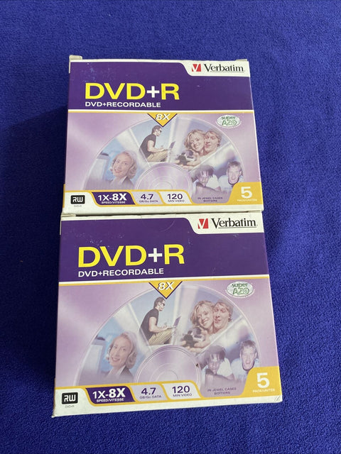 NEW! Verbatim DVD+R 10 Pack 4.7 gb 120 min - Factory Sealed!