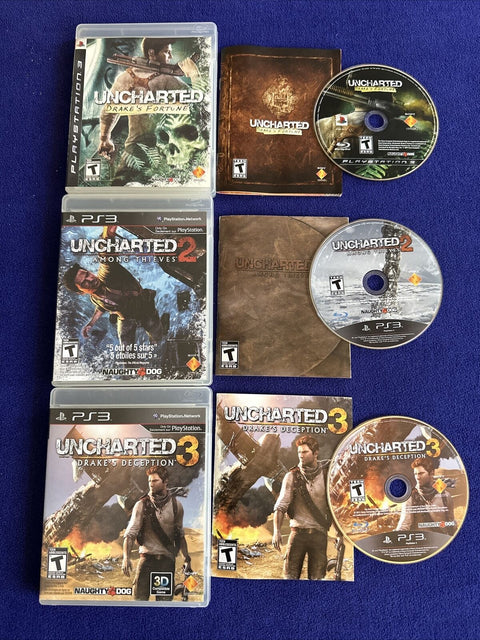 Uncharted 1 2 & 3 Trilogy Bundle Sony PlayStation 3 PS3 Games Tested Black  Label