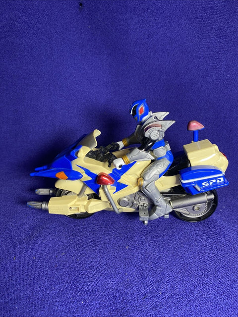 Power Rangers SPD Space Patrol Bike + Figure Lot of 2 - 2004 Bandai Blue + Red