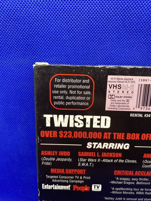 Twisted Horror VHS Promotional Screening Copy NFS - Samuel L. Jackson - Tested!