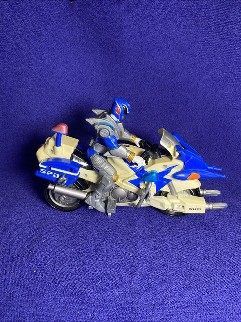 Power Rangers SPD Space Patrol Bike + Figure Lot of 2 - 2004 Bandai Blue + Red