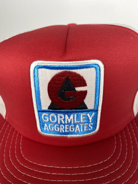 Vintage Gormley Aggregates Red Snapback Cap - Patch + Mesh Trucker Hat