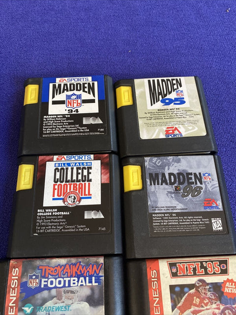 Huge Sega Genesis Football Lot of 9 Games - Madden, NFL - Tested!