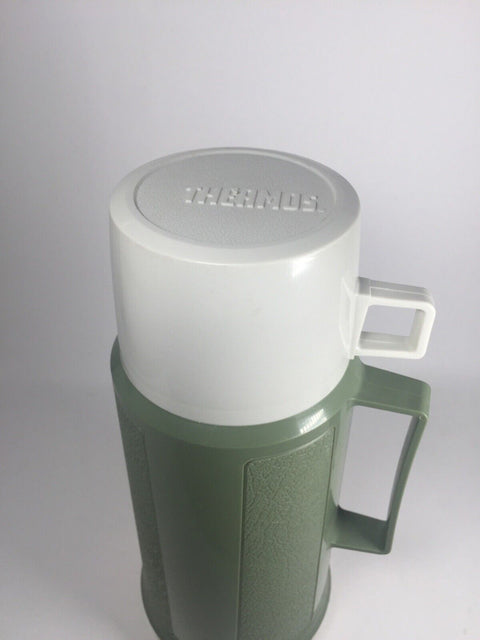 Vintage Genuine Thermos Brand Plastic Vacuum Flask - 1 Litre 11.5 Inch - Green