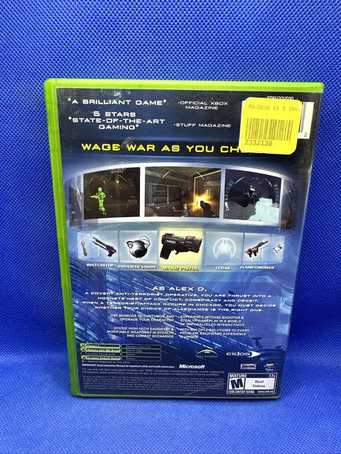 Deus Ex: Invisible War (Microsoft Original OG Xbox, 2003) CIB Complete - Tested!