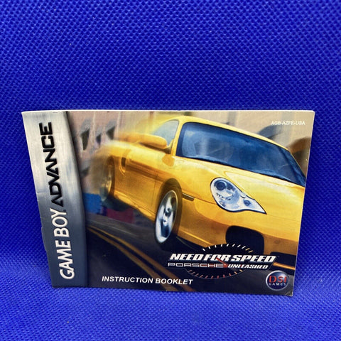 Need For Speed Porsche Unleashed GBA Gameboy Advance Instruction Manual ONLY