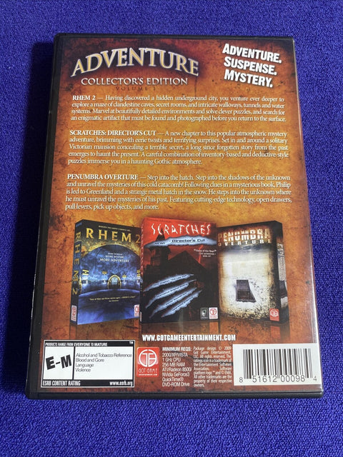 Adventure Collector's Edition (Horror PC Game Lot) Scratches, RHEM 2, Penumbra