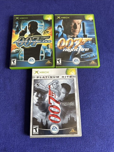 007 Lot Of 3 (Original Xbox) Nightfire Agent Under Fire Everything Or Nothing
