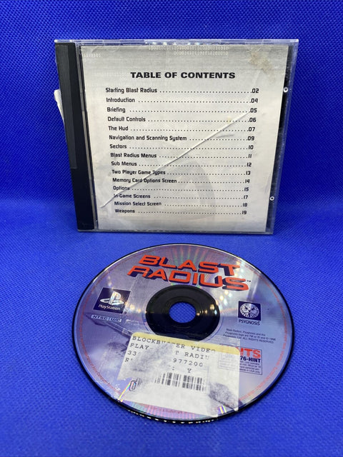 Blast Radius (Sony PlayStation 1, 1999) PS1 Disc + Damaged Manual - Tested!