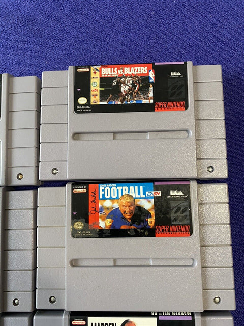 Lot of 7 SNES Games - NHL, Madden, NBA, Bulls - Super Nintendo Tested!