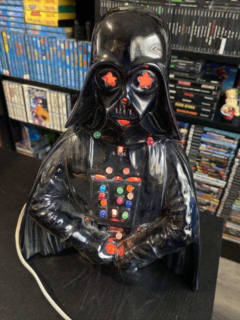 Vintage 1979 Darth Vader Star Wars Black Glazed Ceramic TV Accent Lamp - Working