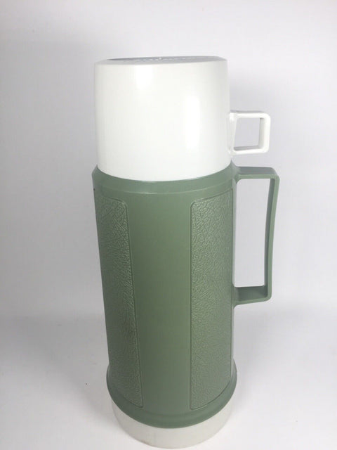 Vintage Genuine Thermos Brand Plastic Vacuum Flask - 1 Litre 11.5 Inch - Green