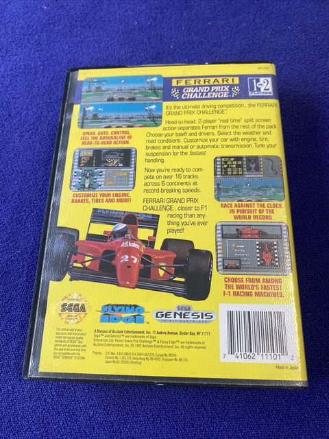 Ferrari Grand Prix Challenge (Sega Genesis, 1992) Authentic CIB Complete Tested!