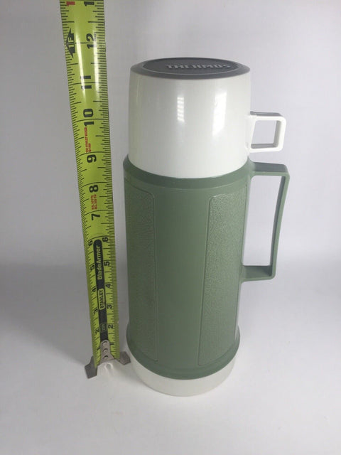 Vintage Genuine Thermos Brand Plastic Vacuum Flask - 1 Litre 11.5 Inch - Green