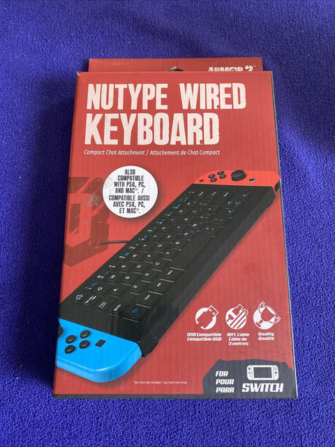 NEW! Nutype Wired Keyboard For Nintendo Switch Armor 3 - Sealed!