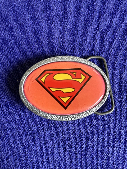 Super man Logo Belt Buckle DC Comics Justice League Metal Enamel w/ Border 3 In.