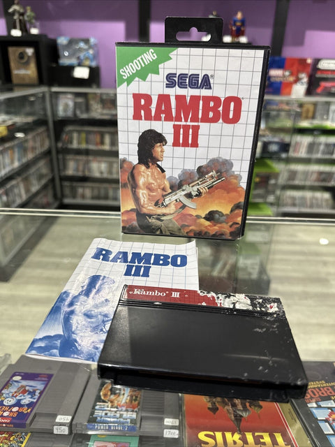 Rambo III 3 - Sega Master System SMS CIB Complete *Cart Damage* Tested!