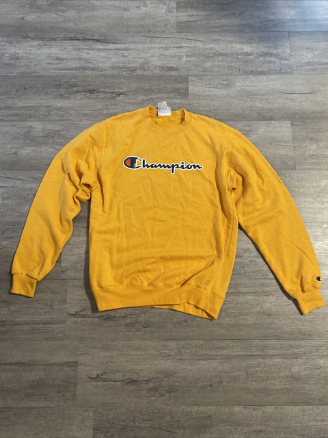 Champion Sweater Womens Medium Yellow Ladies Pullover Crewneck - Size M