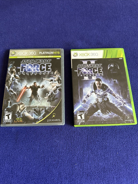 Star Wars Force Unleashed 1 + 2 II Lot (Microsoft Xbox 360) Both Complete Tested