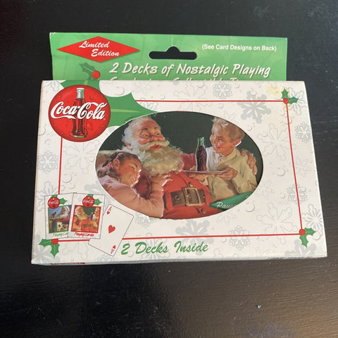 NEW! Vintage Coca-Cola Playing Cards + Tin - Limited Edition Santa 1999 Bicycle