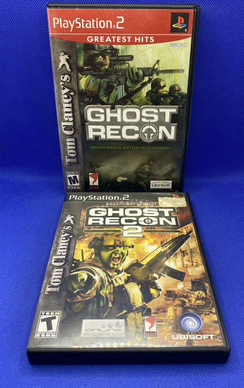 Tom Clancy's Ghost Recon 1 + 2 Lot (Sony PlayStation 2) PS2 Complete Tested!