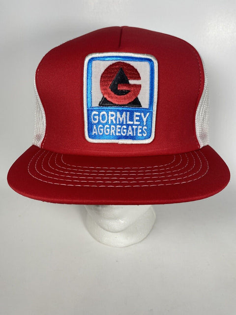 Vintage Gormley Aggregates Red Snapback Cap - Patch + Mesh Trucker Hat