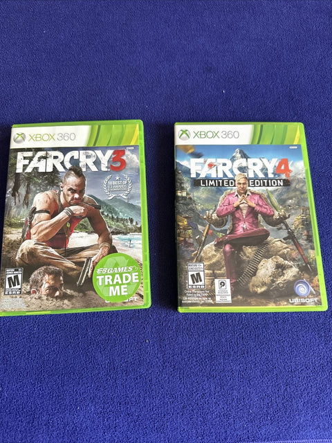 Far Cry 3 + 4 Microsoft Xbox 360 Lot - Tested And Working!